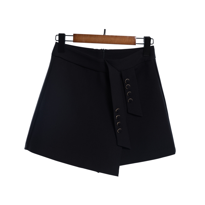 Fashion decoration buckle black trouser skirt