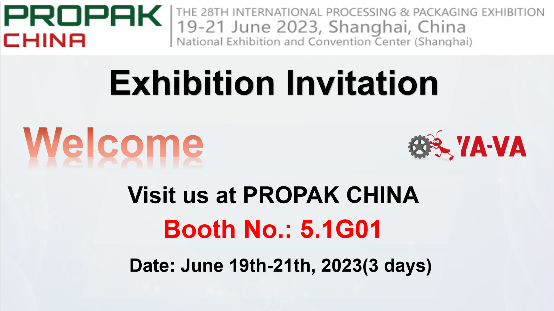 PROPAK چین 2023 - نمایشگاه YA-VA در ژوئن