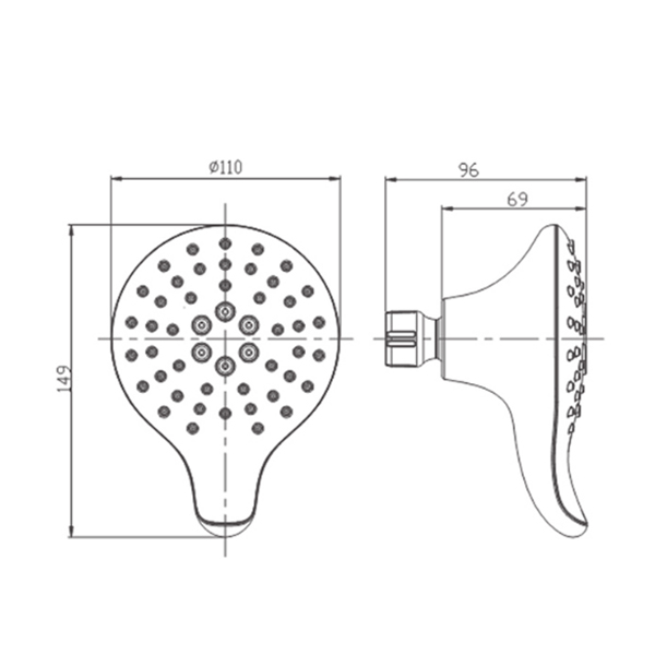 Cabeça de chuveiro ABS de três funções de alto padrão galvanoplastia cabeça de chuveiro para banheiro doméstico