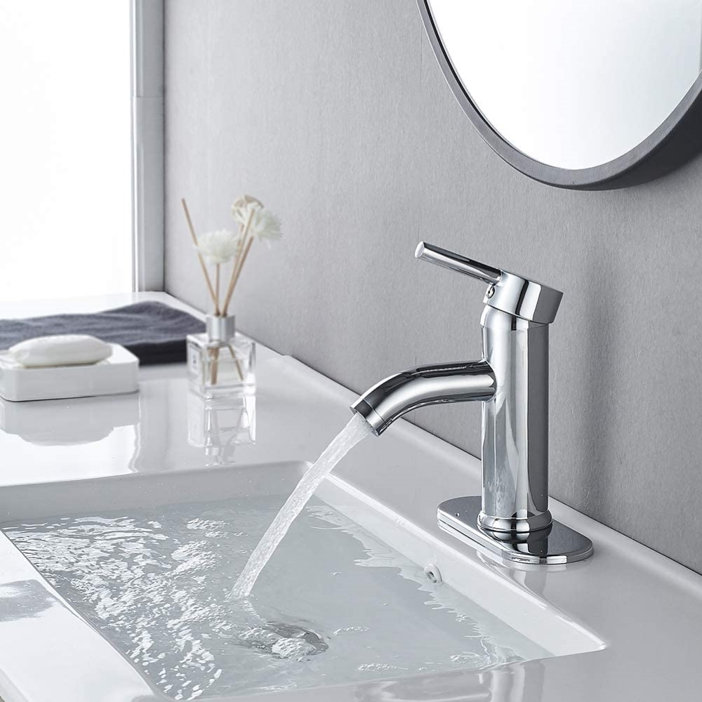 2021 Rubinetto di bagnu cummerciale in ottone Lavatory Lavatory Vanity Lavabo Faucet with plate
