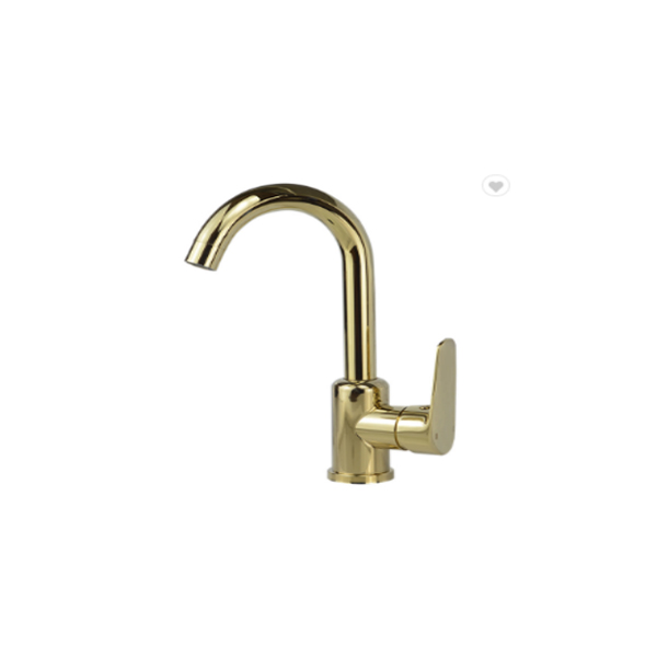 Zinc Alloy Handle ug Stainless Steel Body Water Tap Gold Deck Mounted Basin Faucet para sa Banyo