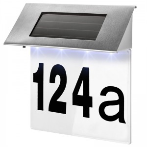 Vanjski vodootporni kućni natpis s kućnom adresom od nehrđajućeg čelika na solarni pogon