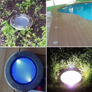 LED Waterproof Aluminium Solar Buried Lub Teeb Rau Deck