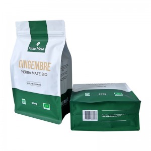 Hersteller von wiederverschließbaren Standbodenbeuteln mit mattem Finish und individuellem Druck von Quad-Seal-Kaffeeteebeuteln