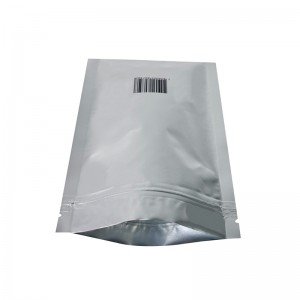 Custom na resealable smell proof mylar bags silver three side sealed aluminum foil ziplock bag
