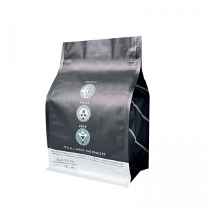 Custom logo aluminium foil kothak ngisor warata kantong tas packaging kacang kopi karo Tab zipper