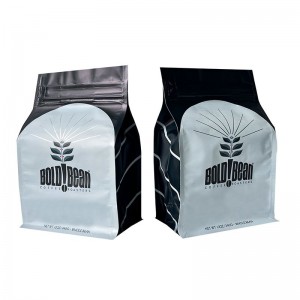 Προσαρμοσμένο λογότυπο φύλλο αλουμινίου με επίπεδο κάτω μέρος κουτί τσάντα συσκευασίας κόκκων καφέ με φερμουάρ Tab