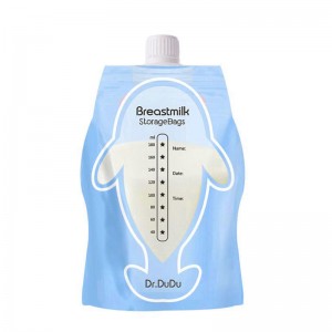 Saco de armazenamento de leite materno durável personalizado à prova de vazamento reutilizável para suco de bebê bolsa de armazenamento stand up com bico