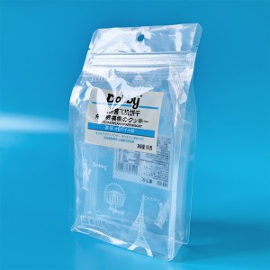 စိတ်တိုင်းကျ ပြန်လည်အသုံးပြုနိုင်သော ကြည်လင်သော ဖောက်ထွင်းမြင်ရသော ပလတ်စတစ် အစားအစာထုပ်ပိုးအိတ် လေးထောင့်အပြားအောက်ခြေ ဇစ်အိတ် ထုတ်လုပ်သူ