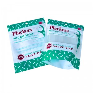 Sacs d'emballage de produits de soin de dent de soie dentaire personnalisés sacs à trois côtés avec fermeture à glissière coulissante