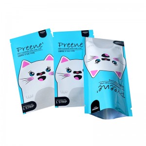 Custom foil lined flat pouch heat sealing face mask sheet tatlong side sealed packaging bag