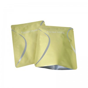 Bolsa de papel de aluminio personalizada, bolsas de embalaje de hoja de máscara facial, fabricante de bolsas de embalaje selladas de tres lados