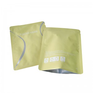 Bolsas de papel de aluminio personalizadas Bolsas de embalaxe de folla de máscara facial Fabricante de bolsas de embalaxe seladas de tres lados
