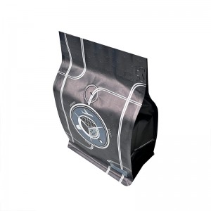 Po meri 250 g 500 g 1 kg kavne vrečke z ravnim dnom, obložene s črno folijo, z ventilom za odplinjevanje in zadrgo z jezičkom