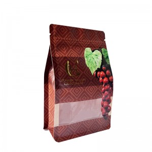 Beg ziplock kertas kraf bawah rata terbiodegradasi beg pembungkus coklat dengan tingkap lutsinar