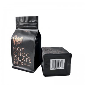 ຜູ້ຜະລິດຖົງໃສ່ອາຫານ custom matte black foil lining tab zip chocolate retail sachet flat bottom packaging bag