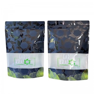 Bosses de kratom de bossa de mylar amb impressió personalitzada a prova d'olors amb fabricant de finestres transparents