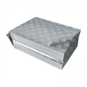 Saco de embalagem de plástico de folha de alumínio prateado personalizado com vedação térmica traseira com entalhe de rasgo