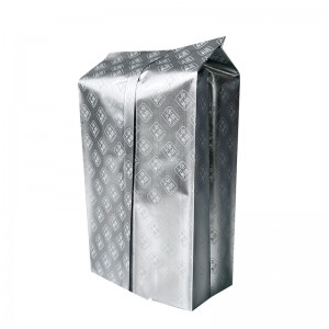 Kedap haba aluminium foil perak tersuai belakang beg pembungkusan plastik meterai tengah dengan takuk koyak