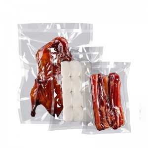 Bolsa de envasado al vacío de alimentos de plástico duradero personalizado, bolsas de vacío de PE laminadas de nailon con sellado térmico transparente