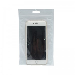 Özel beyaz sedefli film Yin Yang üç tarafı mühürlü zip kilit telefon kılıfı veri hattı takı paketleme çantası