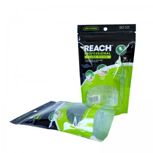 Fabricants de sachets debout sachets d'emballage de fil dentaire recyclables personnalisés avec fenêtre transparente irrégulière