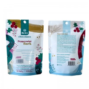 Custom na resealable recyclable zip lock 150g stand up pouch mga tsokolate food packaging bag na may bintana