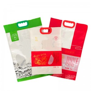 Sacchetti di riso in nylon vuoti con stampa personalizzata sacchetto di imballaggio in plastica per la conservazione del riso con produttore di manici