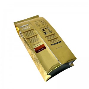Kundenspezifischer Druck mit Seitenfalte aus goldener Aluminiumfolie für Kaffeebohnen-Kaffeepulver-Verpackungsbeutel mit Ventil