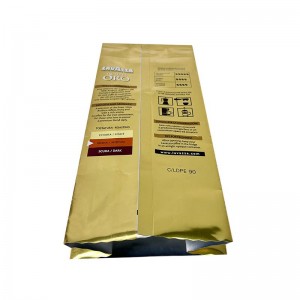 Impressió personalitzada de paper d'alumini daurat bossa d'embalatge de pols de cafè en gra de cafè amb vàlvula