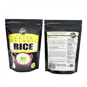 Custom Eco-friendly recyclable black stand up bag food rice retail packaging bag with zipper manufacturer