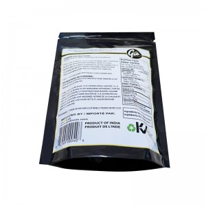 Sacchetto di imballaggio per la vendita al dettaglio di riso per alimenti in piedi nero riciclabile ecologico personalizzato con produttore di cerniere