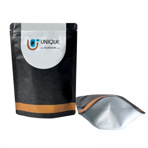 Прилагодени мат црна алуминиумска фолија отпорна на влага патент торбички за пакување торбичка за кафе со вентил за дегасирање