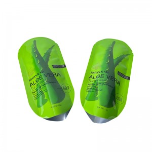 Pasirinktinė ovalo formos folija specialus netaisyklingos formos maišelis alavijo gelio odos priežiūros mylar formos pakavimo maišeliai