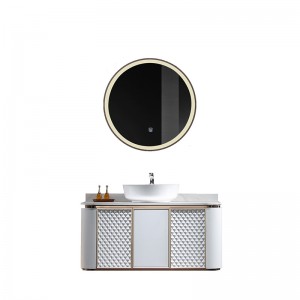 Classic Pvc Bathroom Cabinet With White Color And Slate Countertop