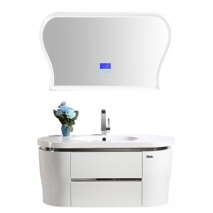 White Color Modern PVC Bathroom Cabinet With Curved Shape