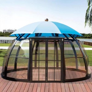 Outdoor Galvanized Steel Hardtop Double Roof Permanent Gazebo Canopy