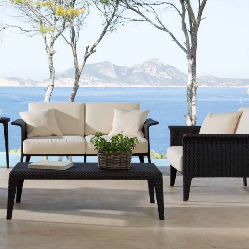 Wicker Patio Conversation Furniture Set, Tempered Glass Table Top