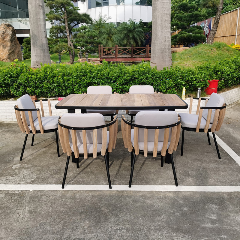 Indoor Outdoor Dining Set Furniture,Square Tempered Glass Top Table