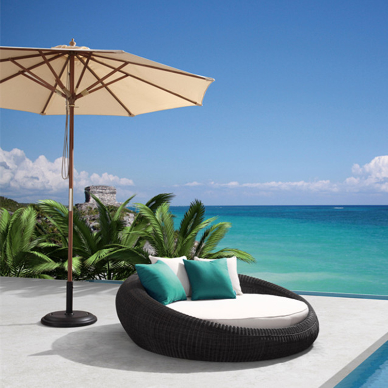 Round Daybed Outdoor Indoor Large Accent Sofa Chair Lawn Pool Garden Seating Featured Image