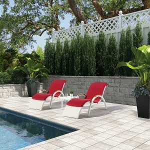 Lounge Set of Outdoor Lounge Chair Beach Pool Sunbathing Lawn Lounger Recliner Chair