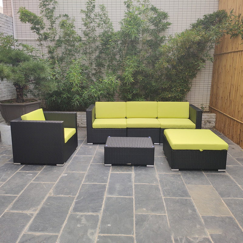 Patio Furniture Set, Outdoor Sectional Sofa Wicker Conversation Set Outside Couch with Table