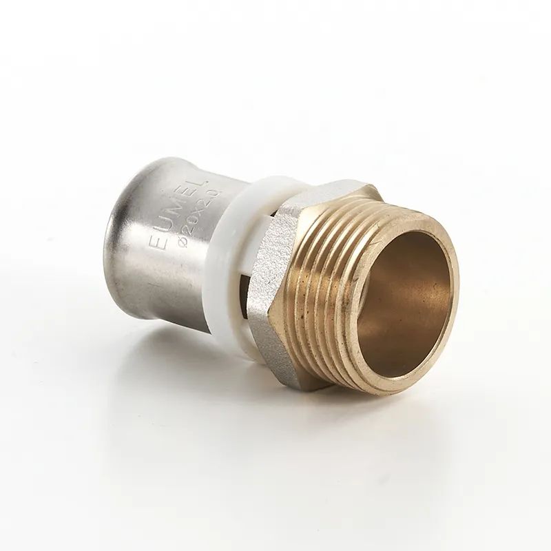Male Stainless Steel Sleeve Brass Press Fittings Straight Brass Press Pex Pipe Fittings