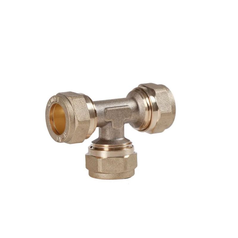 هول سيل Equal Tee ferrule Coupling Copper tube connector پلمبنگ ڪمپريشن Pex فِٽنگ