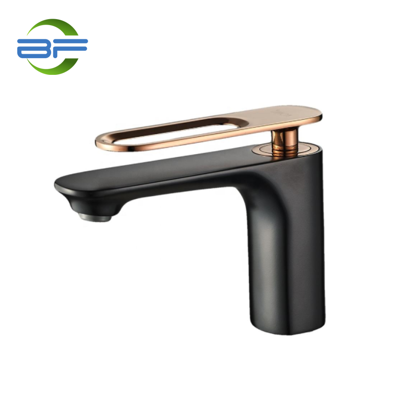 BM002 Sanitary Single Hole Brass Basin Mixer Black Waterfall Faucet