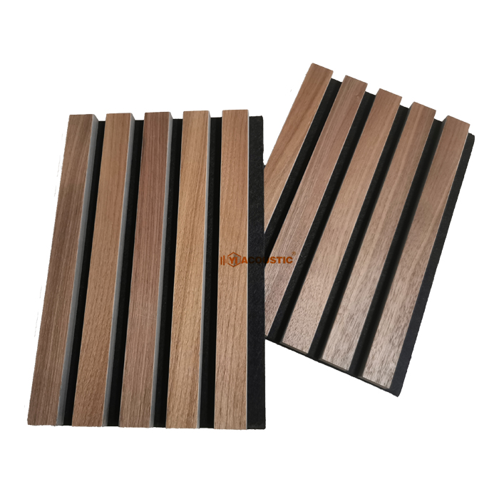 I-Akupanel Oak Slat kwi-Black Acoustic Felt Acoustic Panel