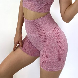 Processing OEM seamless knitting yoga short sleeve shorts suit high waist buttocks quick-drying fitness sports suit women