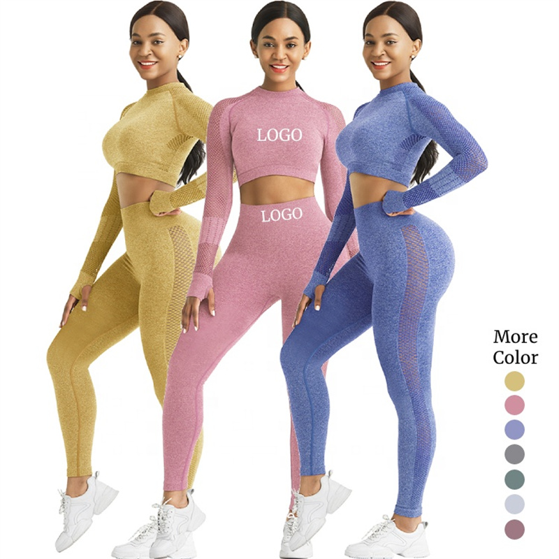Custom High Quality Sportswear Printed Logo Long Sleeve Suit Yoga Suit Women’s Large Fitness Suit Featured Image