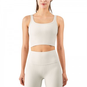 New European And American Rib Skin-Friendly Sports Yoga Underwear Vest-Type High-Elastic Gathered Fitness Bra