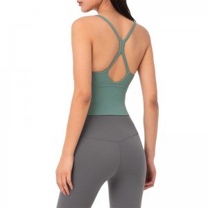 OEM Processing Of New Sexy V-Shaped Condole Yoga Vest In Europe And America, Lengthening Hem, Waist, Water Drop, Beautiful Back Sports Bra